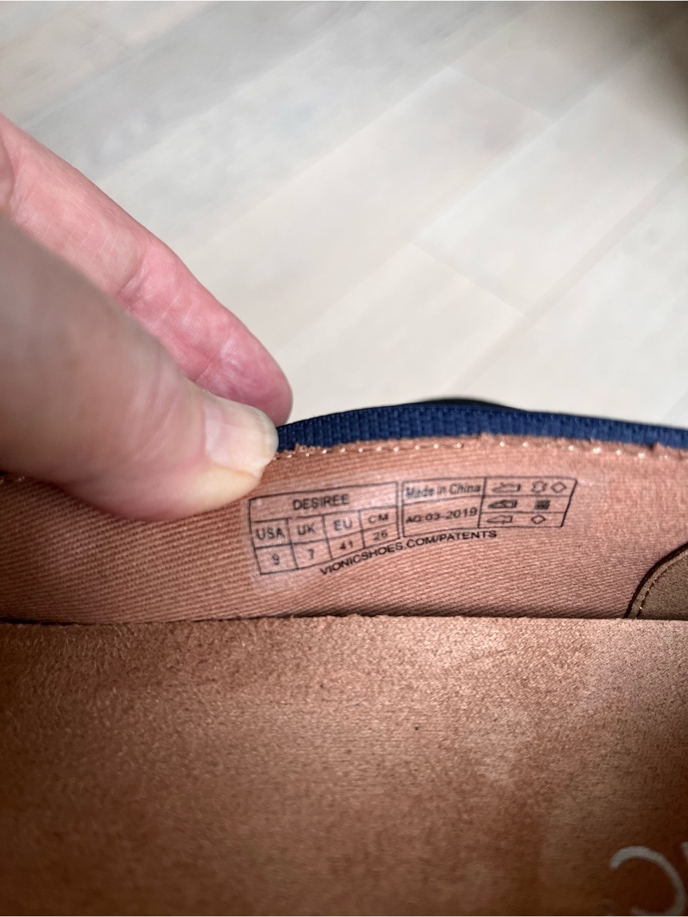 Vionic Navy Quilted Ballet Flat with Patent Cap Toe - Picture 8 of 9
